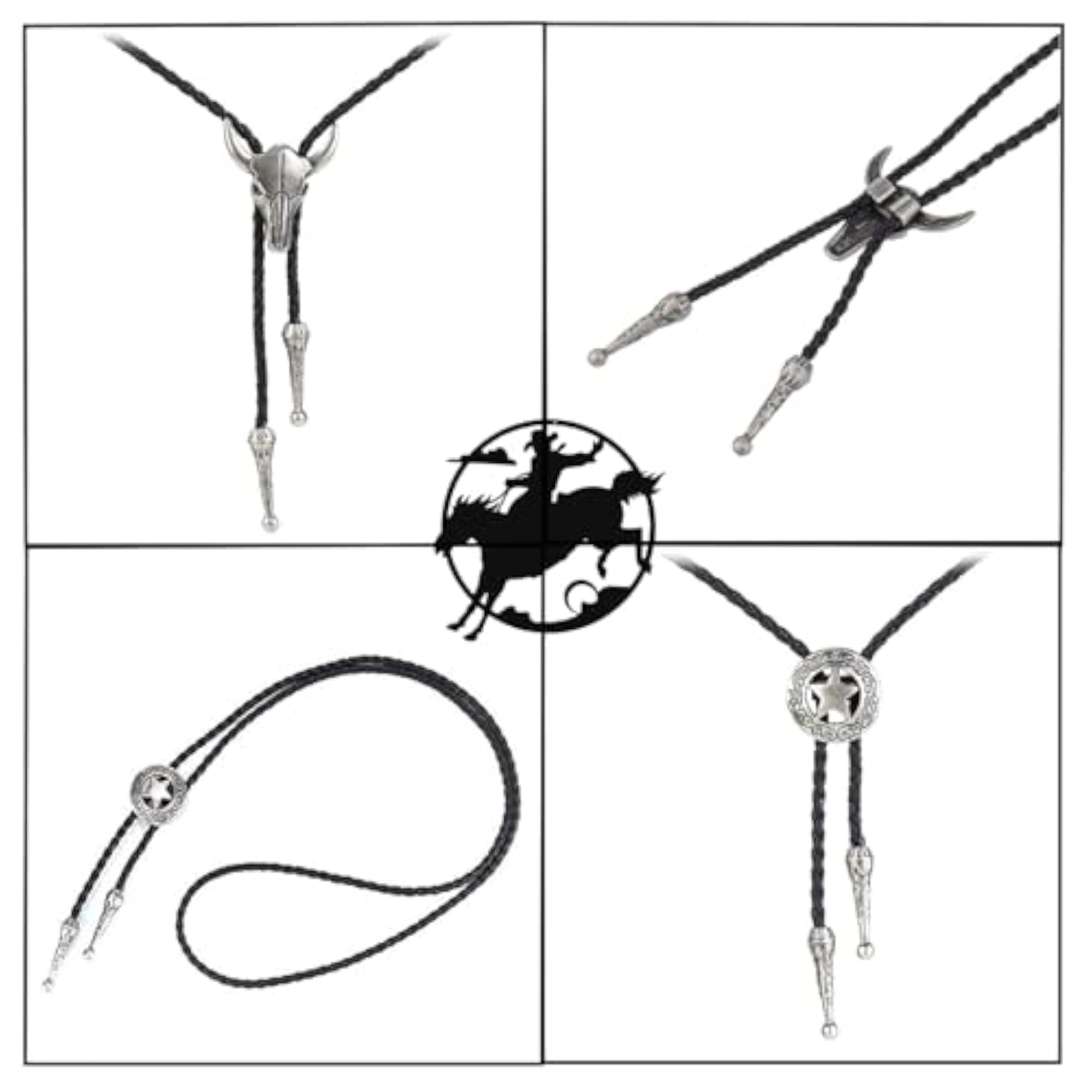 Men's 2pc Bolo Tie Set, Retro Style Necklace