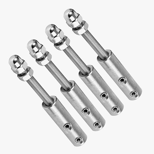 STFALI Terminal de cable de alambre de 4 mm – 4 unidades – tensor de cuerda de alambre de acero inoxidable para fijación de tensión (4 x 3 mm)