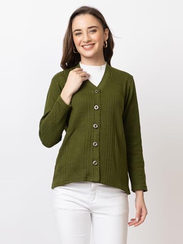 Image of Women's Warm Woolen Cardigan - Stylish Full Sleeve Knitwear for Winter, Cozy & Elegant Sweater