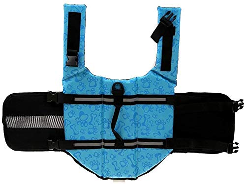 Hund Schwimmweste Schwimmen Sicherheitsmantel Schwimmschwimmweste Lebensretter mit Griff für kleinen Hund Welpen großen Hund (Blau Knochen, XXS)