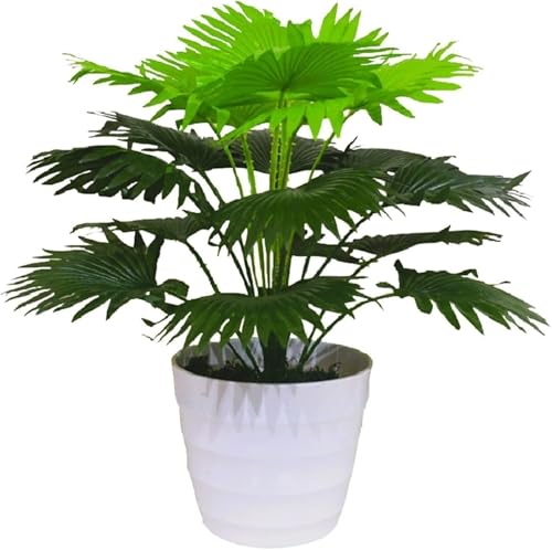 Plantas falsas, plantas de escritorio, plantas de plástico, césped simulado Plantas artificiales en maceta verde de 17,7 pulgadas, árbol falso de imitación, planta decorativa, plantas verdes en maceta