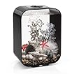 biOrb Life 15 Acrylic 4-Gallon Aquarium with Multi-Color Remote-Controlled LED Lights Modern Compact Tank for Tabletop or Desktop Display, Black