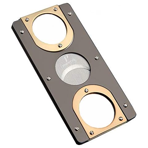 PIPITA Cigar Cutter Stainless Steel Guillotine Double Blades Cutter Pocket Cutters Portable Cigar Tool Knife Scissors with Bag (Gray) Cover