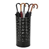 PORFOYO Schirmständer, Runder Regenschirmständer aus Metall, Schwarz Regenschirm Ständer, 15x15x35 cm Freistehender Schirmständer Regenschirm, Umbrella Stand für Eingangsbereich, Haus, Lobby, Büro
