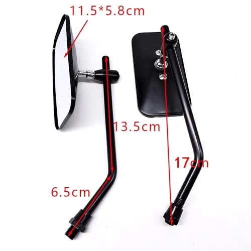 Espejos moto con rotacion libre y vision angular en aluminio retrovisor rectangular 10mm 3