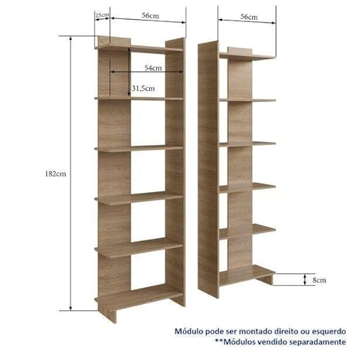 Estante para Livros com 6 Prateleiras Completa Móveis Oak