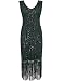 PrettyGuide Women's 1920s Gatsby Sequin Art Deco Fringed Cocktail Flapper Dress XXL Green