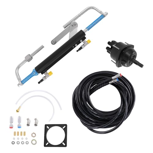 Hydraulischer Lenkzylinder 90 PS Marine Außenborder Hydrauliklenksystem für Boote, Front Mount Hydraulische Außenborder Marine Lenkung Zylinder mit Steuerpumpe, Zylinder und 7m Schlauch