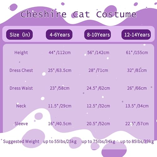 Lingway Toys cheshire cat costume for girls,Pink Purple Stripes Cat Halloween Cosplay 12-14 by Lingway Toys - Used condition - Image 4