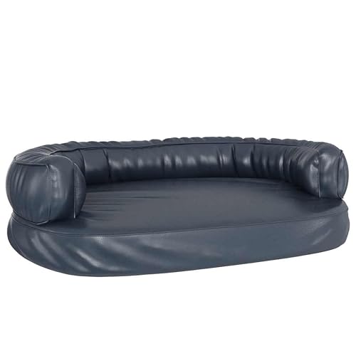 vidaXL Cama para Perros de Espuma Cuero sintético Azul Oscuro 88x65 cm