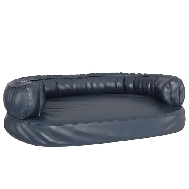 vidaXL Cama para Perros de Espuma Cuero sintético Azul Oscuro 88x65 cm