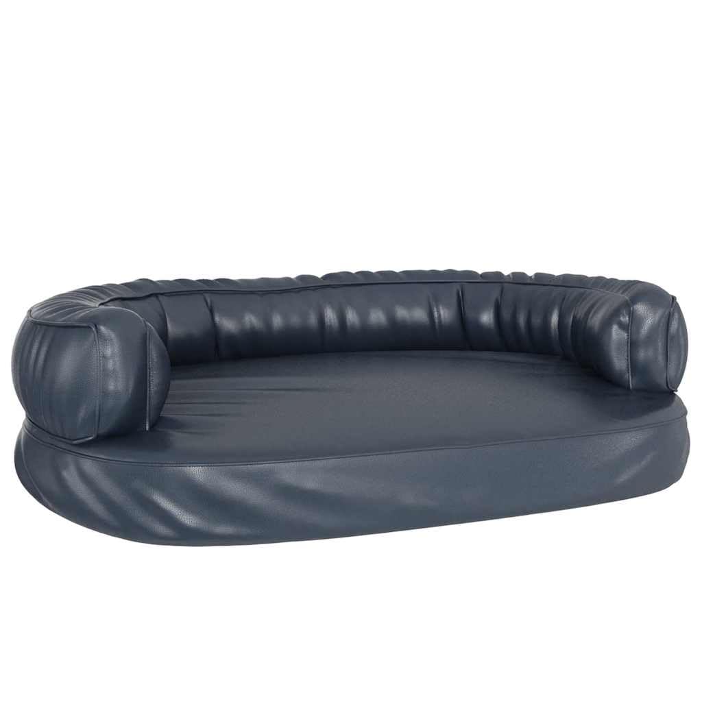 vidaXL Cama para Perros de Espuma Cuero Sintético Azul Oscuro 88x65 cm Colchón