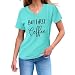 Coffee Shirts for Women But First Coffee Letter Printed Funny Short Sleeve T-Shirt Caffeine Lover Tee V Neck Tops