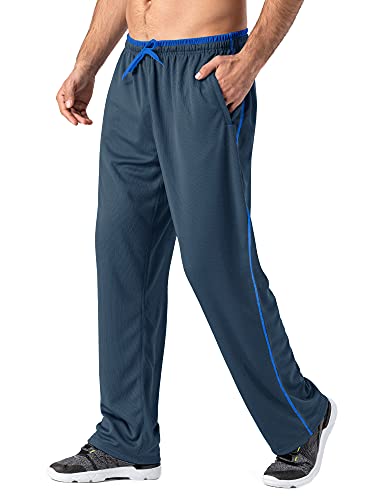 Magnivit Men's Soccer Pants Performance Track Stretch Jogger Pant With Pockets Blue Grey/Blue #TOP16