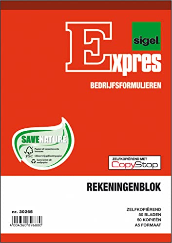 SIGEL Expres 30265 Rekeningenblok, SD-Papier - holländischer Rechnungsblock A5, 2x50 Blatt, aus nachhaltigem Papier