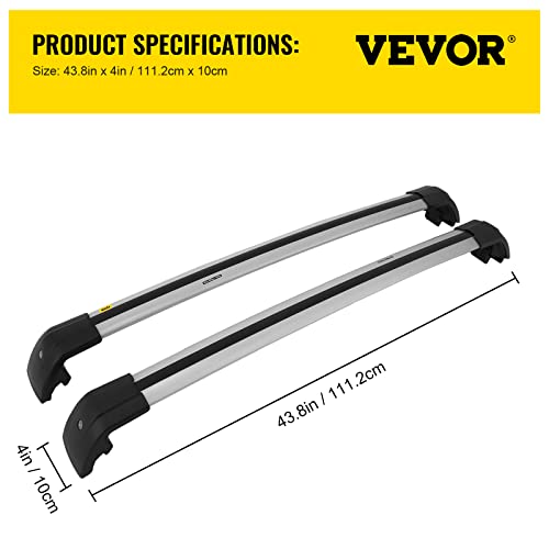 Mophorn Roof Rack Cross Bars Baggage Locking Roof Rail Crossbars Luggage Cargo Ladder Bike Load Roof Cross Bars Black (For Audi Q7, For Audi Q7 2006-2021 Sliver) #TOP6