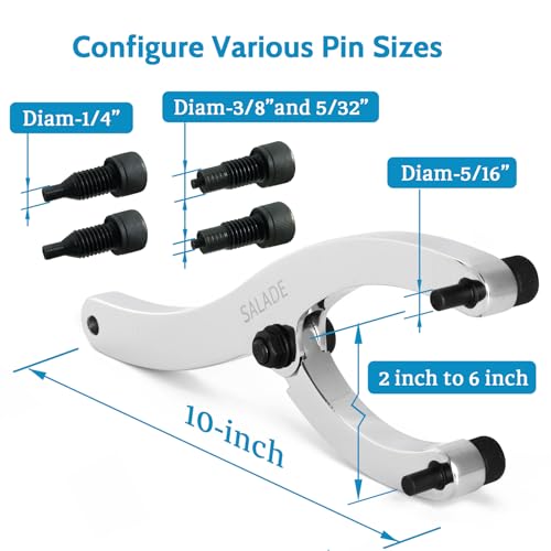 Salade 10-Inch Heavy Gland Nut Wrench with Handle, Adjustable Spanner Wrench for Removing Hydraulic Cylinder Glands Under 7 Inches, Includes 5/32", 1/4", 5/16", and 3/8" Pins, Gloves, and Towel - Image 2