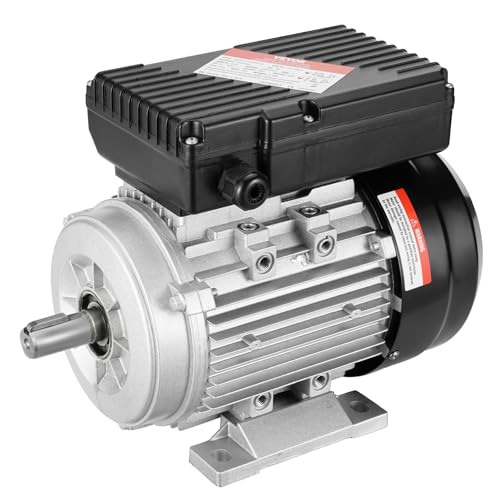 VEVOR Motor Eléctrico 0,55 kW 1400 RPM, CA 220~240 V 4,5 A, 80, Marco B3, Motor de Compresor de Aire Monofásico, Eje con Llave de 19 mm, para Maquinaria Agrícola y Equipo General, 290 x 160 x 215 mm
