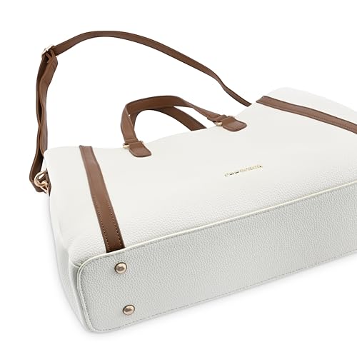 Image of Fastrack Casual 14 inch Laptop Tote | Faux-Leather Women's Handbags |14 inch Laptop Tote for Workwear and College, White