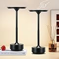 Rechargeable Cordless Table Lamp Set of 2, Czgor 5200mAh Battery Operated Desk Lamps, 3-Color Stepless Dimmable Wireless Table Lamp, Portable Outdoor Table Lamp for Dining Office Bar Restaurant(Black)