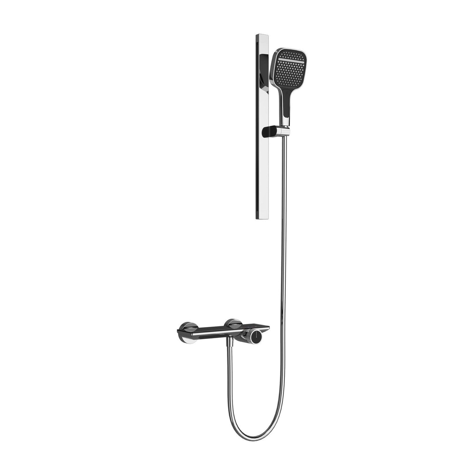 SWENEEN Led Digital Display Shower System With Wall Mounted Bathtub Faucet Tub Spout 3 Functions Handheld Spray Mixer Diy Combo Set,Chrome