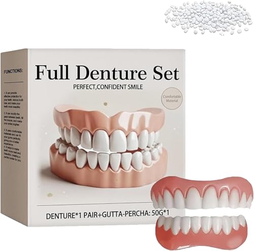 Advanced Customized Full Denture Set, Silicone Reline Denture Set, Soft and Comfortable, Denture Silicone Reline Kit for Men & Women (1Pcs)