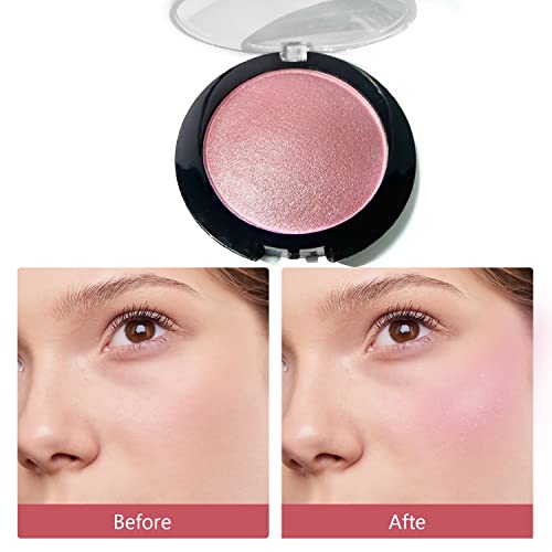 Carmela Powder Blush, Shimmery Pink Blush And Eyeshadow 2 In 1 Makeup Palette, Blendable Baked Blush #TOP3