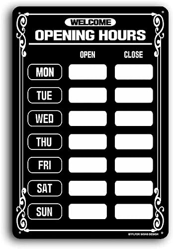 BTFLFDR Schild mit Öffnungszeiten, Aluminium, Geschäftszeiten, 20,3 x 30,5 cm