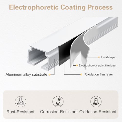 MaKefeile Ceiling Curtain Track, Heavy Duty Curtain Tracks System for Room Divider, Wall Mount Sliding Curtain Rail with Clip and Hooks Set for Living Room, Bedroom, Shower, Outdoor, White,18ft-21ft by MaKefeile - Used condition - Image 8
