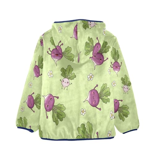 Cute Turnip Pattern Prints Toddler Fleece Jacket Girl Boys Hooded Fleece Jacket Coat Warm Outwear Zip-up 3-10T2