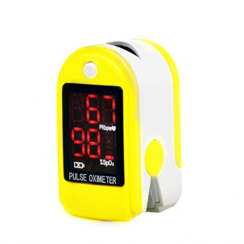 Alician Fingertip Pulse Oximeter Blood Oxygen Saturation SpO2 Digital PR PI Heart Rate Monitor Blue Yellow Electronics
