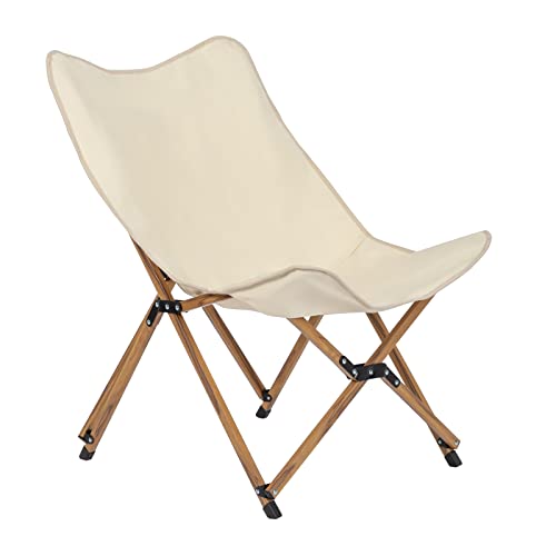 Folding Beach Chair, Outdoor Camping Chair, Portable Stool For Fishing Picnic Bbq, Ultra Light Aluminum Frame With Wood Grain Accent (Khaki) #TOP4