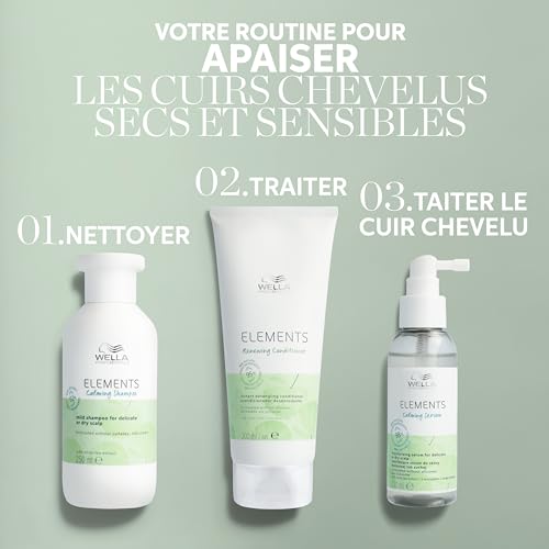 Wella Professionals ELEMENTS Calming Shampoing apaisant sans sulfate pour cuir chevelu sec ou délicat - Douceur & Brillance - Enrichi en Aloe Vera - Recharge 1L