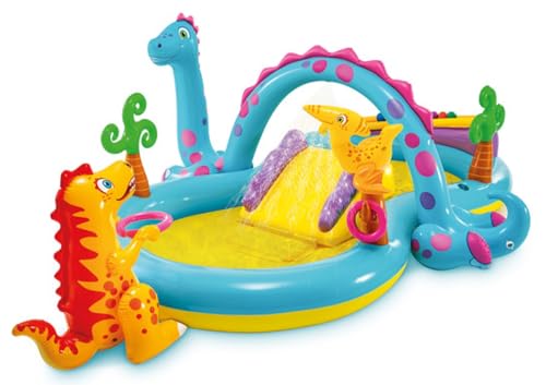 Image of Family playcenter for Kids to Fun and Enjoyment in Backyard, Having Inflatable Toys and Games with Multiple Designs (Dinoland playcenter + HT-196 Electric Pump)