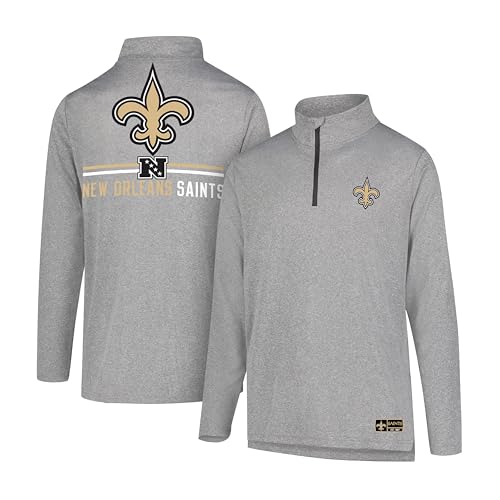 Ultra Game Men's NFL Official Super Soft Quarter Zip Long Sleeve T-Shirt