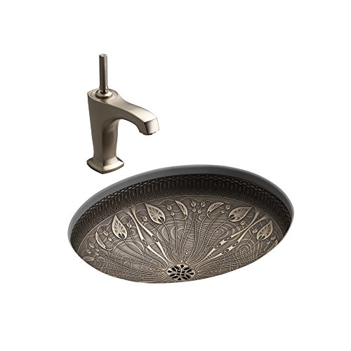 Kohler K-14297-Mp1 Lilies Lore Cast Bronze Under-Mount Bathroom Sink, Medium Patina #TOP1