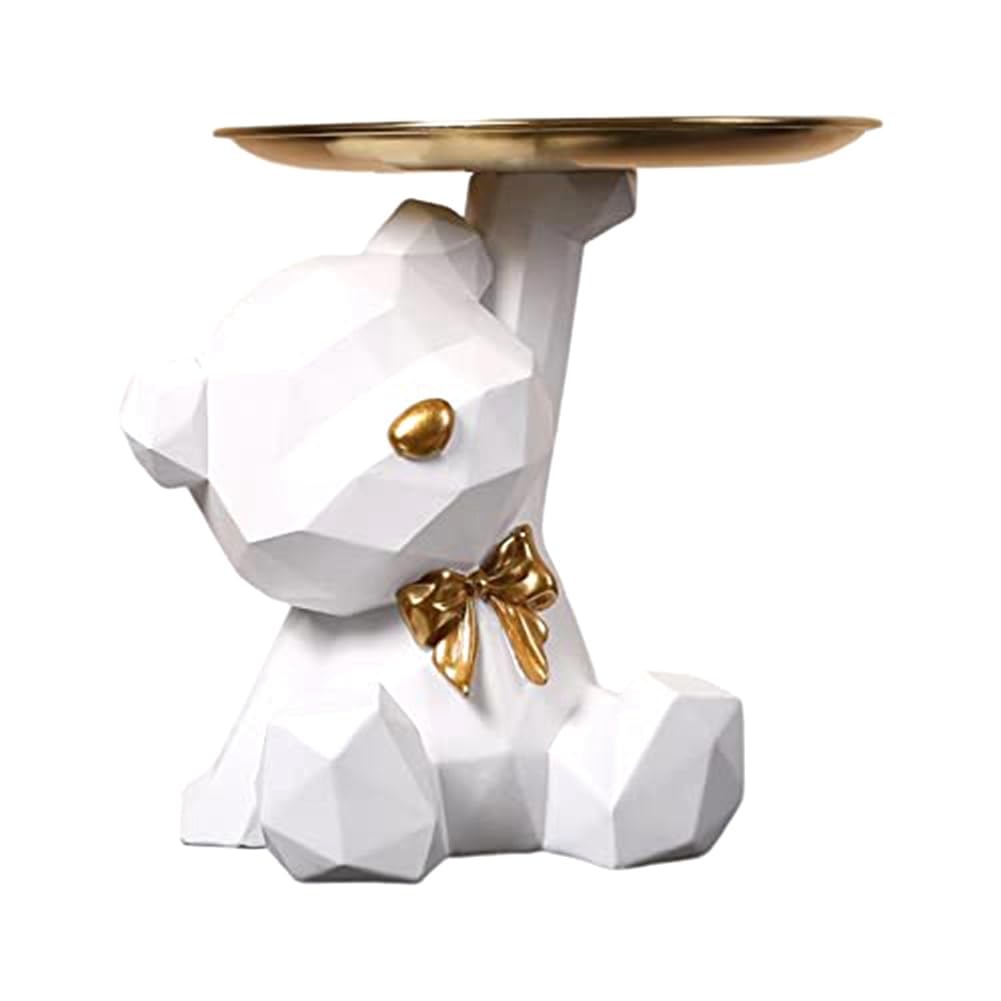 Bandeja De Almacenamiento Con Estatuilla De Oso - 20x18 Cm, Resina - Organizador Para Llaves, Joyas, Dulces