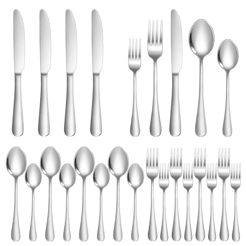 Silverware Set 20 Piece Stainless Steel Flatware Set Silverware Utensils for 4 People Includes Forks Knives Spoons & Salad Forks Dishwasher Safe Durable Tableware for Home Restaurant or Outdoor Use