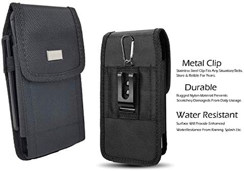 AIScell Heavy Duty Belt Hip Carrying Case Holster for Cellphone,Black Nylon Pouch Belt Clip Waist Case for G8 ThinQ, V35 ThinQ, G7 ThinQ,with Protective Case Cover