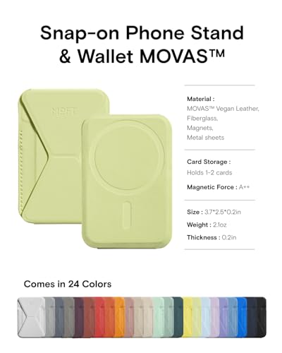 Image of MOFT Magnetic Wallet Stand Compatible with iPhone 16 /15 /14 /13 /12 Series, Angle Adjustment & Magnetic Compatible MOVAS Phone Stand,Soft Avocado