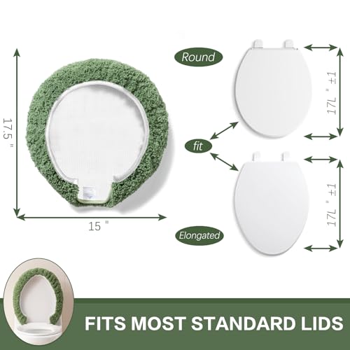 Image of Microfiber Toilet Lid Cover, 17.5 inchx15 inch Fits Round Oblong and Elongated