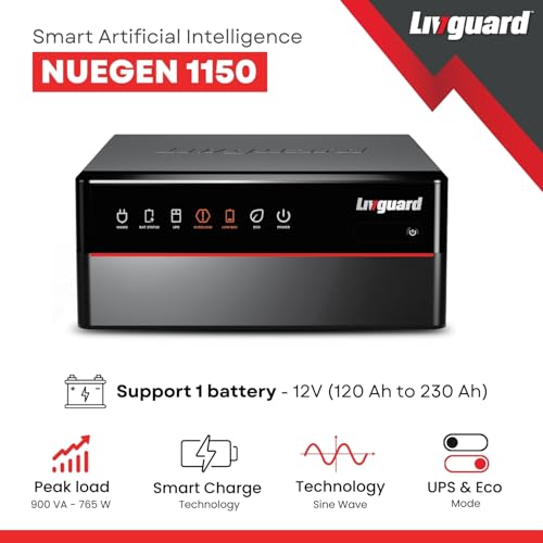 Livguard Neugen 900 VA/12V Pure Sine Wave Inverter with Artificial Intelligence | NUS1150 for Homes and Offices | 3 Years Warranty view 2