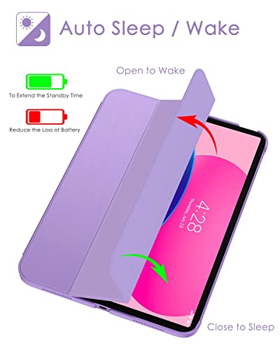 Soke Case For Ipad 10Th Generation(10.9-Inch,2022) - [Smart Cover Auto Wake/Sleep + Slim Trifold Stand], Premium Protective Hard Pc Back Cover For New Apple Ipad 10.9 Inch - Lilac #TOP5