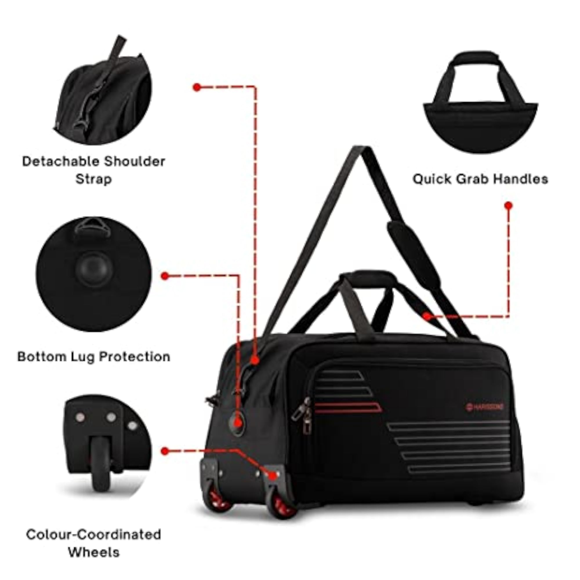 Eminent 51 cms Travel Trolley Duffel Bag, Black