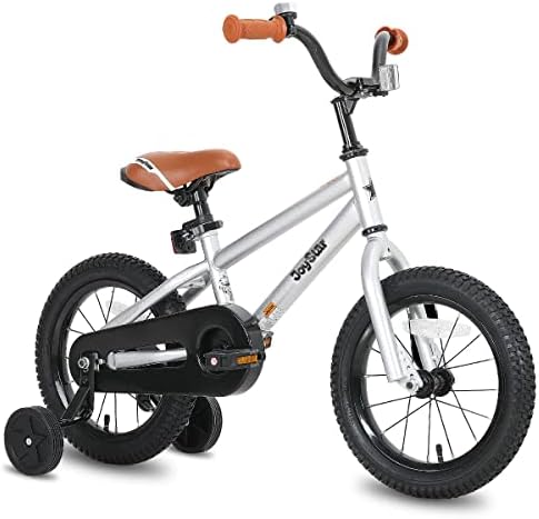 JOYSTAR 14 Inch Kids Bike for 3 4 5 Years Boys Girls Gifts Bikes Unisex Children Bicycles with Training Wheels BMX Style 85% Assembled Silver