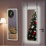Vlsrka Full Length Mirror with LED Lights, Over The Door, Wall Mounted Hanging Mirror, 47'x 16' Black