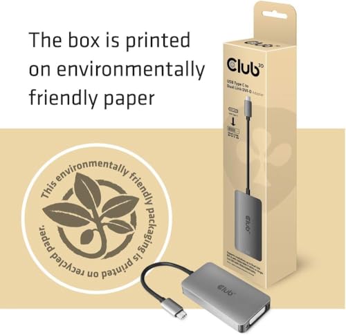 Club 3D CAC-1510 USB Type C to Dual Link DVI-D Cable Adapter Support 3840x2160@30hz, 2560x1600@60Hz HDCP Support M/F by Club 3D - Image 5