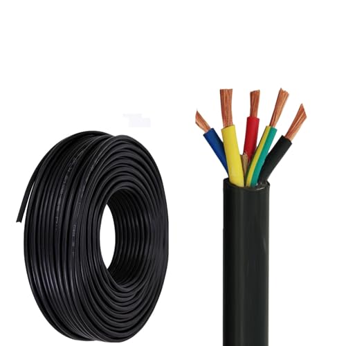 NALMAXO - 14/12/10/8/6 Gauge 4/5 Conductor Electrical Wire 200FT Sheathed Power Wire, Pure Copper Waterproof PVC Sheath Flexible Cable for Home and Industrial Use(200ft,16mm2(3x6+2x4))