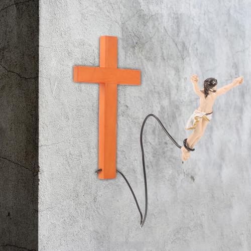 Cruz de madera para pared pequeña decoración religiosa que ahorra espacio figura Jesús 4