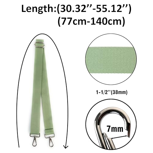 Image of Avocado Green Purse Strap with Silver Hardware 1-1 /2 Inch Wide Solid Color Replacement Crossbody Guitar Style Shoulder Strap for Handbags Totes